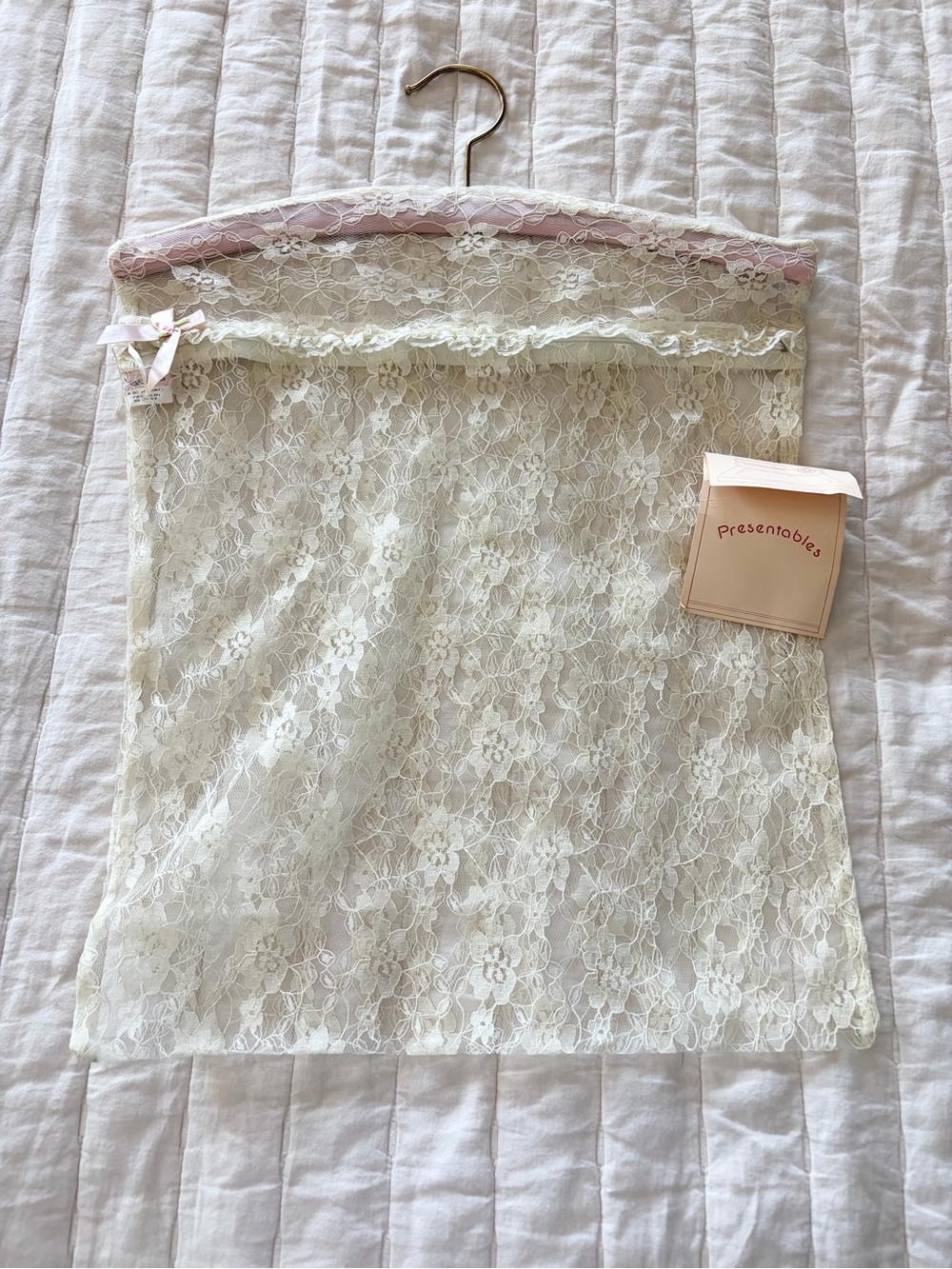 Vintage Cottagecore Coquette Delicate Cream Lace Lingerie Bag Tags Attached